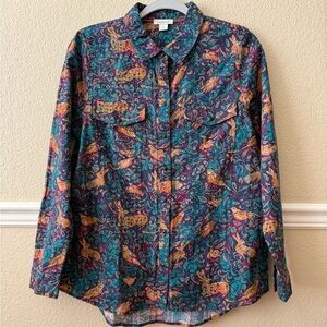 Sundance Boho Eclipse Woodsong Joy Bird Rabbit Western Collared Shirt Small